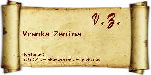 Vranka Zenina névjegykártya